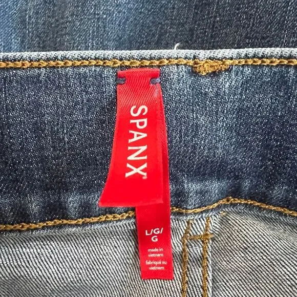 SPANX High Rise Cropped Wide Leg Jeans Medium Wash Size Large - Picture 9 of 11